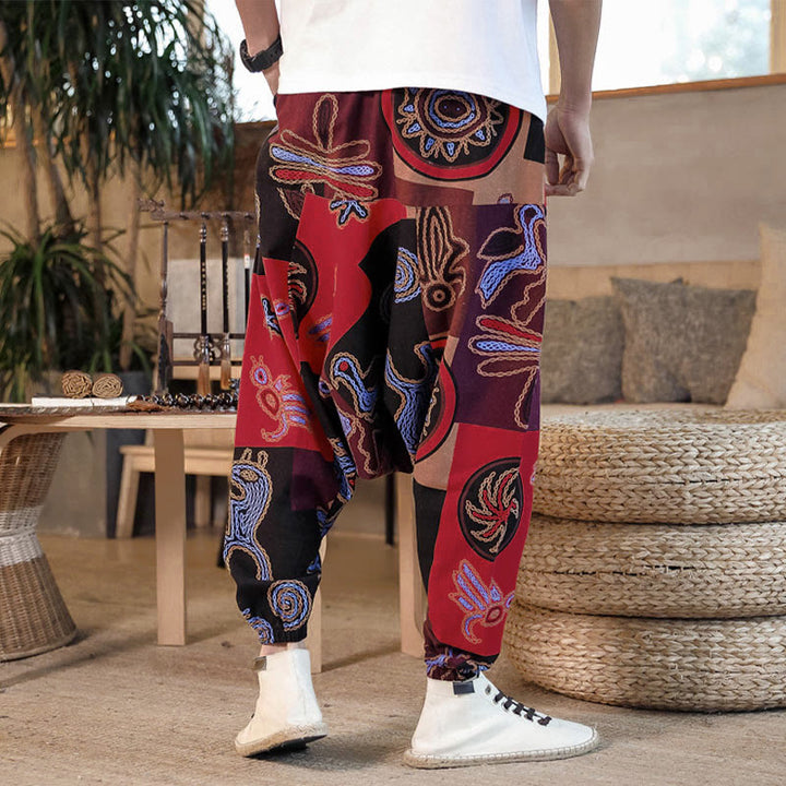 Pantalones harem cortos de algodón para hombre con estampado floral y de Buddha Stones, con bolsillos. - image 7