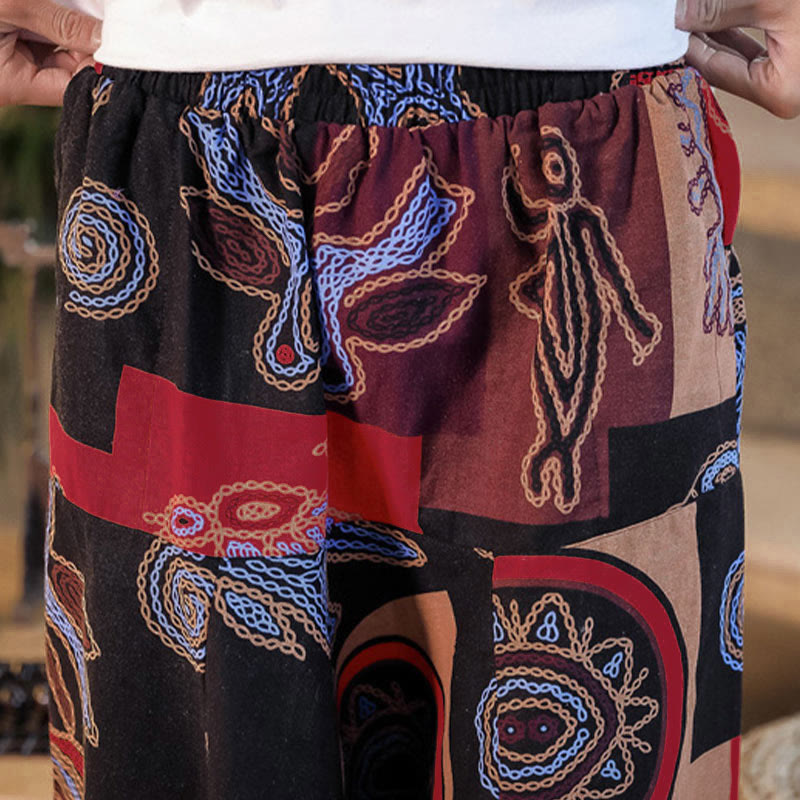 Pantalones harem cortos de algodón para hombre con estampado floral y de Buddha Stones, con bolsillos. - image 9