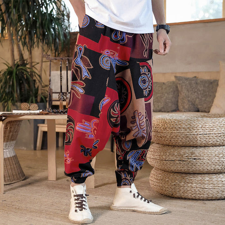 Pantalones harem cortos de algodón para hombre con estampado floral y de Buddha Stones, con bolsillos. - image 5