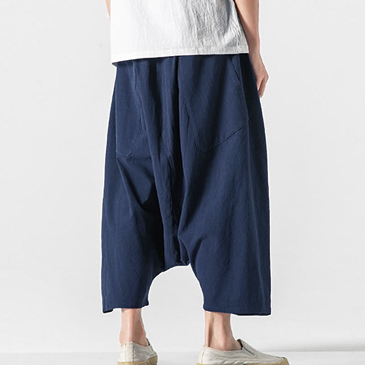 Pantalones de pierna ancha para hombre, talla 7-8, con bolsillos, diseño casual de tiro bajo y cordón ajustable, Buddha Stones. - image 4