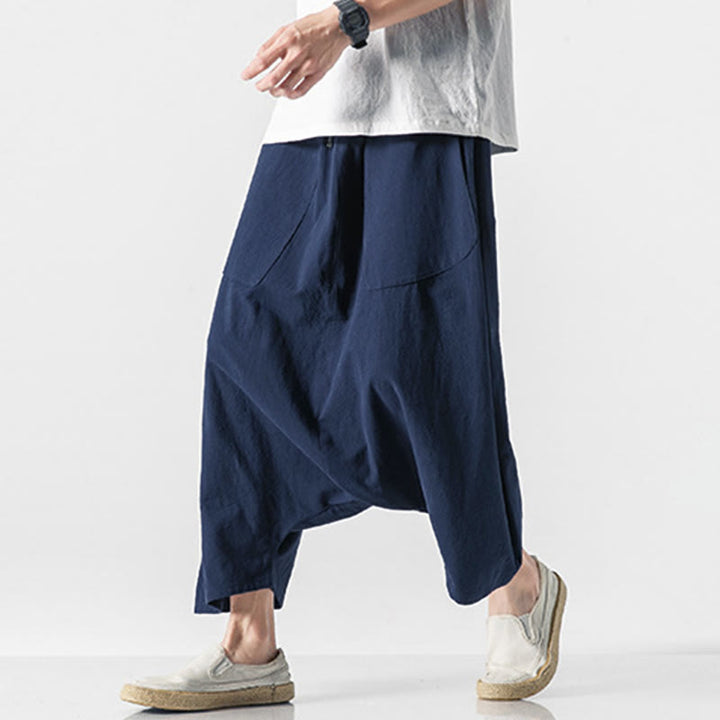 Pantalones de pierna ancha para hombre, talla 7-8, con bolsillos, diseño casual de tiro bajo y cordón ajustable, Buddha Stones. - image 5