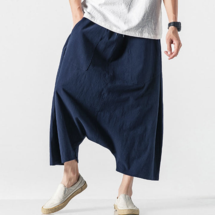 Pantalones de pierna ancha para hombre, talla 7-8, con bolsillos, diseño casual de tiro bajo y cordón ajustable, Buddha Stones. - image 6