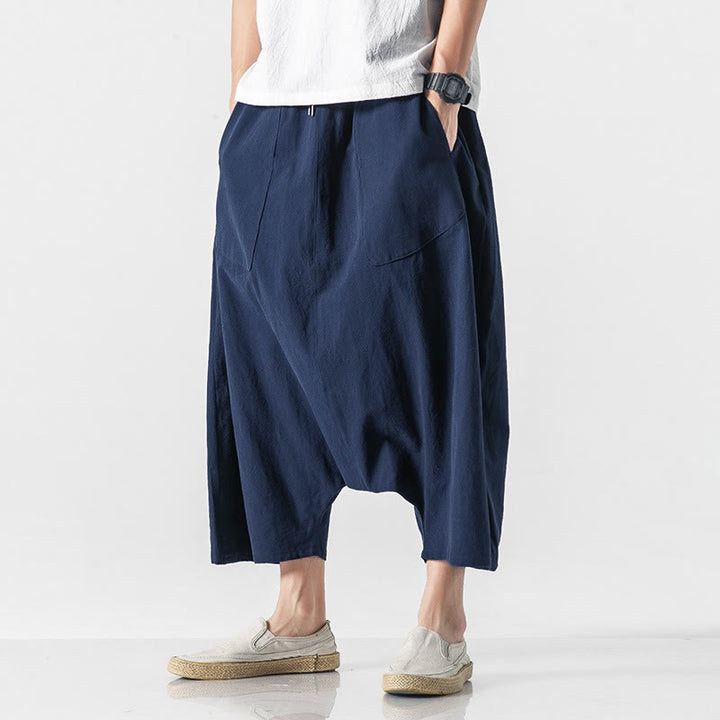 Pantalones de pierna ancha para hombre, talla 7-8, con bolsillos, diseño casual de tiro bajo y cordón ajustable, Buddha Stones. - image 3