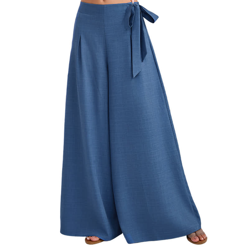 Buddha Stones Pantalones de mujer de pierna ancha, estilo retro informal de primavera, con cordón ajustable y bolsillos. - image 9