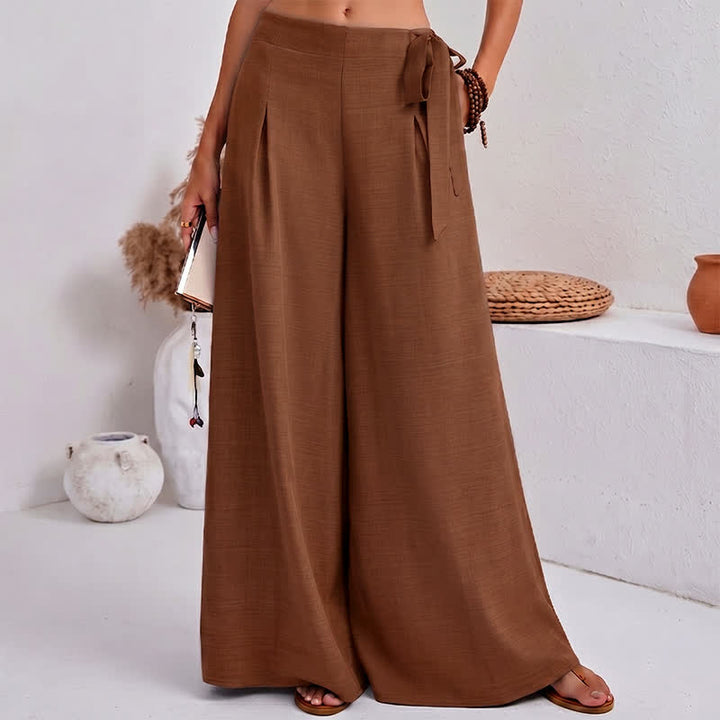 Buddha Stones Pantalones de mujer de pierna ancha, estilo retro informal de primavera, con cordón ajustable y bolsillos. - image 13