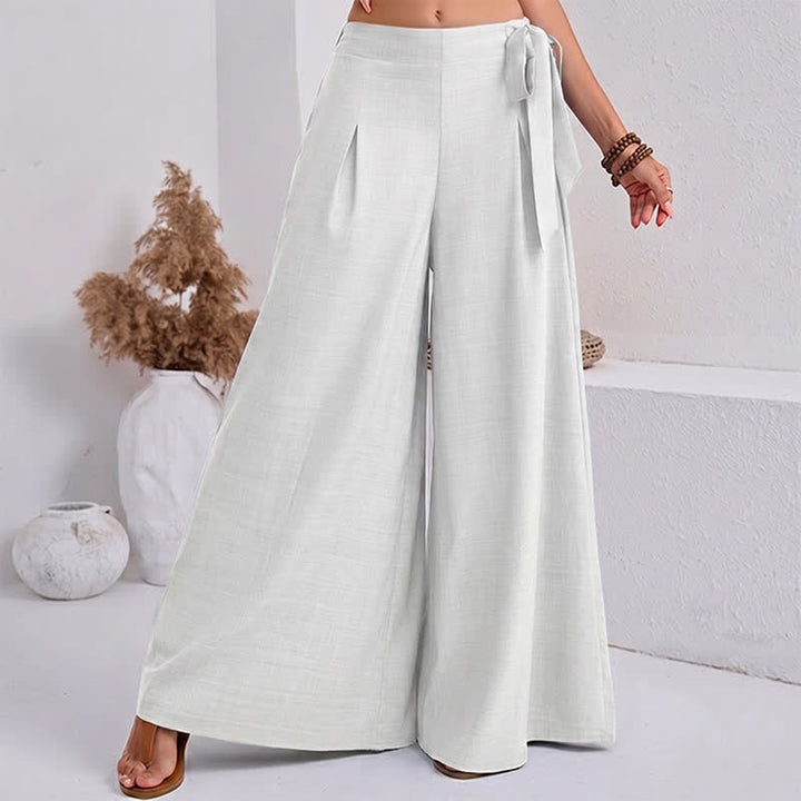 Buddha Stones Pantalones de mujer de pierna ancha, estilo retro informal de primavera, con cordón ajustable y bolsillos. - Blanco - US14，UK/AU18，EU46 (2XL) - image 16