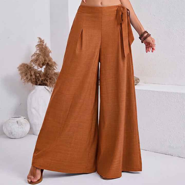Buddha Stones Pantalones de mujer de pierna ancha, estilo retro informal de primavera, con cordón ajustable y bolsillos. - Naranja - US14，UK/AU18，EU46 (2XL) - image 14