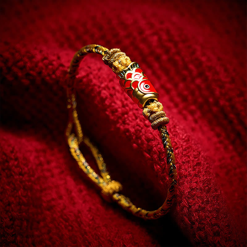 Buddha Stones Pulsera de hilo tejida a mano con diseño de pez koi para la buena suerte - image 20