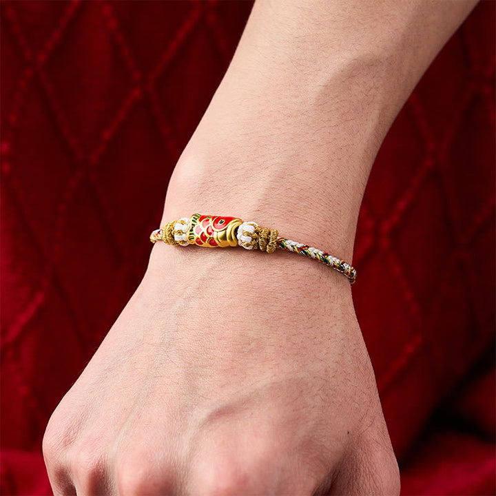 Buddha Stones Pulsera de hilo tejida a mano con diseño de pez koi para la buena suerte - image 24