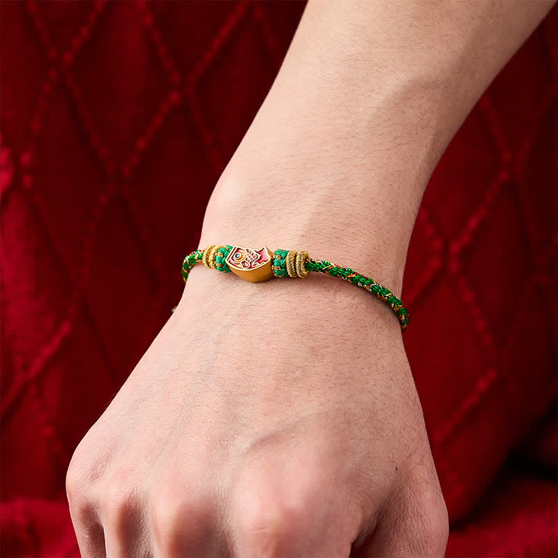 Buddha Stones Pulsera de cuerda tejida a mano con diseño de pez koi. - image 4