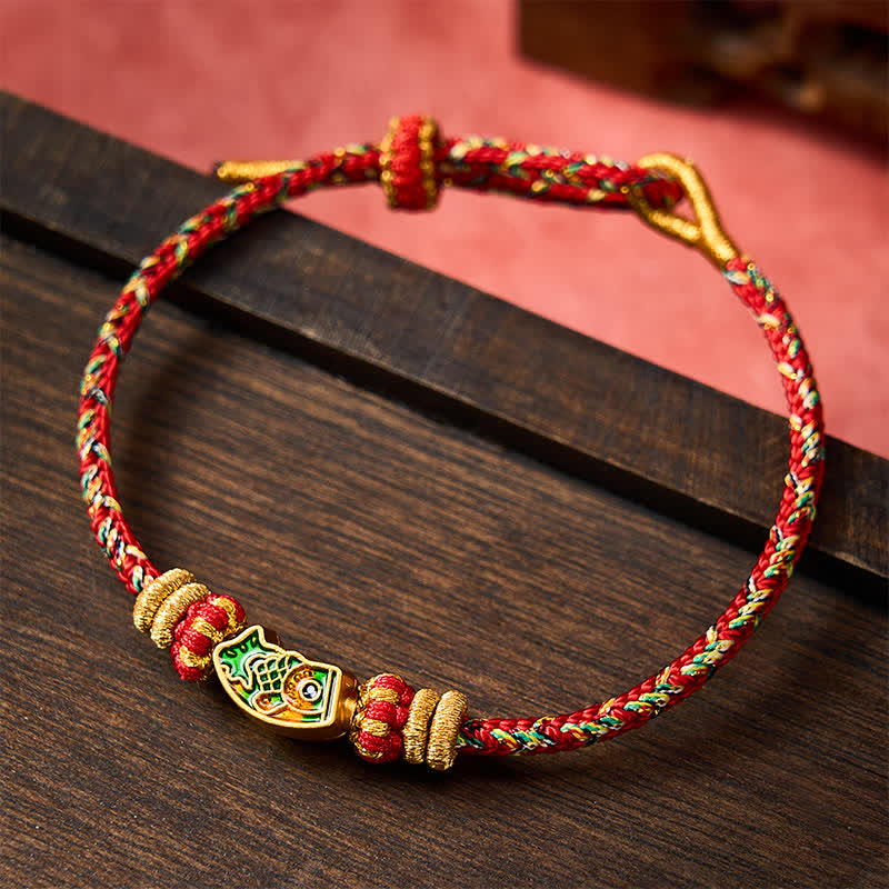 Buddha Stones Pulsera de cuerda tejida a mano con diseño de pez koi. - image 11