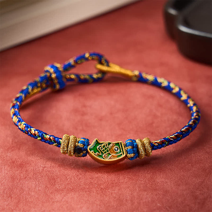 Buddha Stones Pulsera de cuerda tejida a mano con diseño de pez koi. - image 17