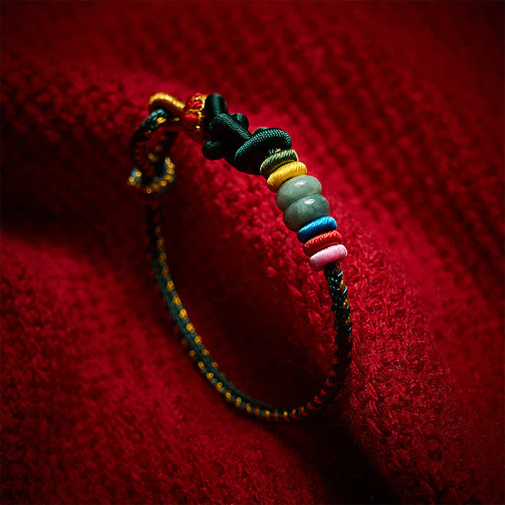 Buddha Stones Pulsera de hilo de jade con nudos chinos tejida a mano para la buena suerte - image 17
