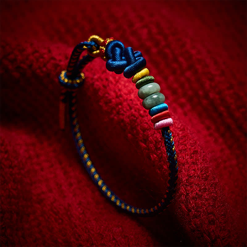 Buddha Stones Pulsera de hilo de jade con nudos chinos tejida a mano para la buena suerte - image 12