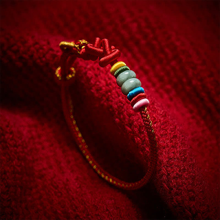 Buddha Stones Pulsera de hilo de jade con nudos chinos tejida a mano para la buena suerte - image 3
