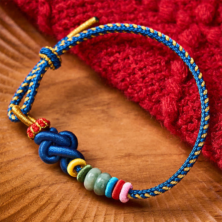 Buddha Stones Pulsera de hilo de jade con nudos chinos tejida a mano para la buena suerte - Azul (circunferencia de la muñeca: 15-18 cm) - image 9