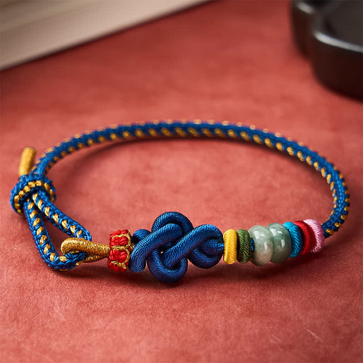Buddha Stones Pulsera de hilo de jade con nudos chinos tejida a mano para la buena suerte - image 11