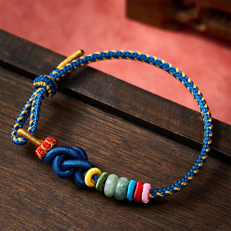 Buddha Stones Pulsera de hilo de jade con nudos chinos tejida a mano para la buena suerte - image 10