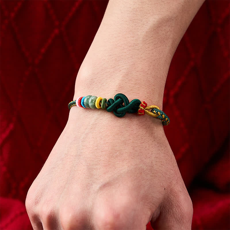 Buddha Stones Pulsera de hilo de jade con nudos chinos tejida a mano para la buena suerte - image 18