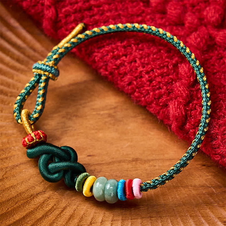 Buddha Stones Pulsera de hilo de jade con nudos chinos tejida a mano para la buena suerte - Verde (Circunferencia de la muñeca: 5,9-7,1 pulgadas / 15-18 cm) - image 14