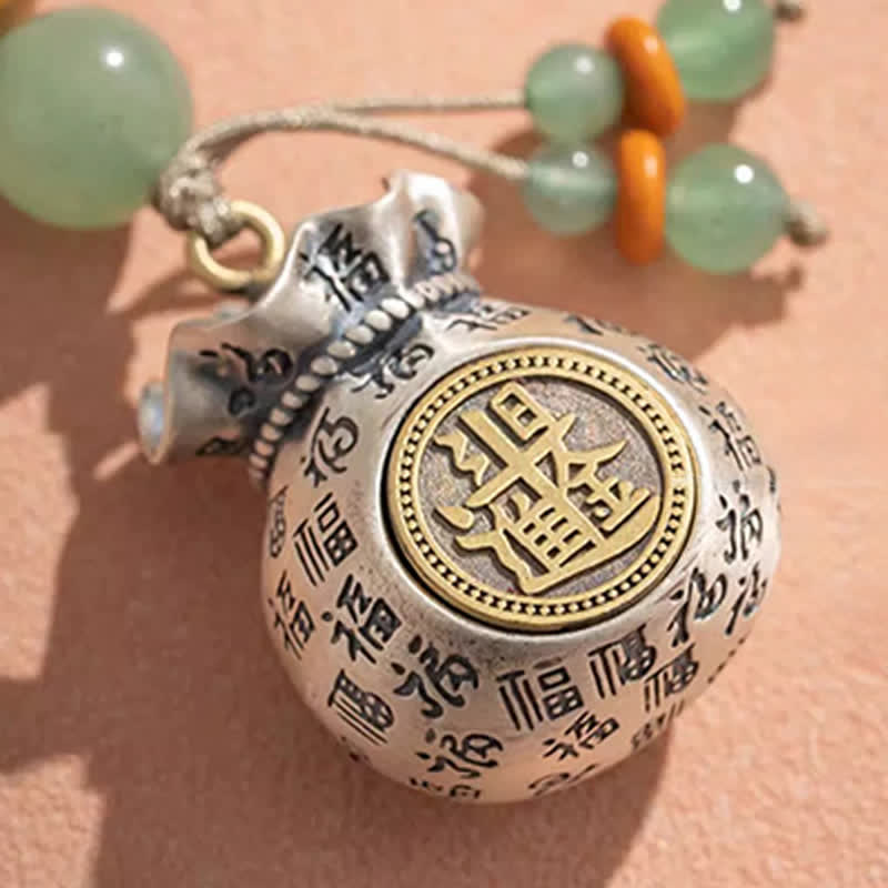 Buddha Stones Llaveros con cuentas y bolsa de bendiciones tejida a mano con el personaje de Copper Fu - image 8