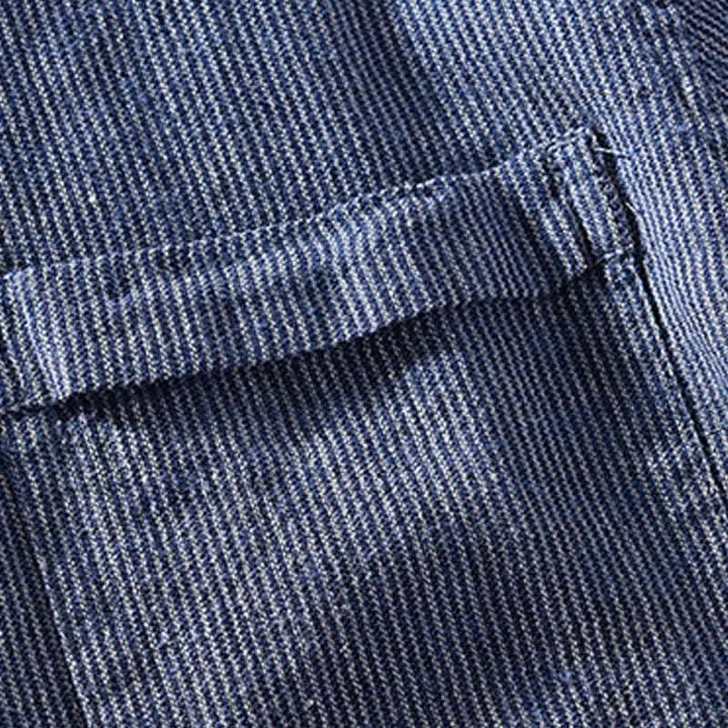 Buddha Stones Camisas de manga corta de lino para hombre, estilo casual de verano, con rayas lisas y bolsillo de parche. - image 2