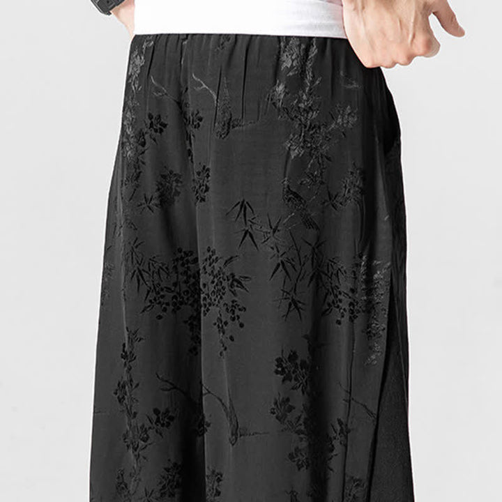 Buddha Stones Pantalones cortos de pierna ancha para hombre con cordón ajustable y bordado abstracto, estilo Tang, ideales para primavera y verano. - image 10