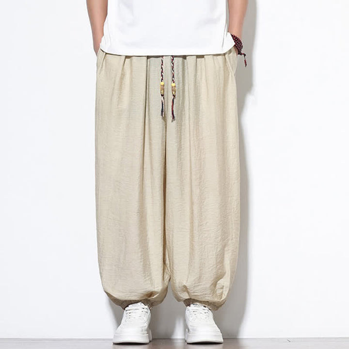 Buddha Stones Pantalones cortos holgados de estilo bohemio con cordón ajustable para hombre, estilo harem, con bolsillo. - image 8