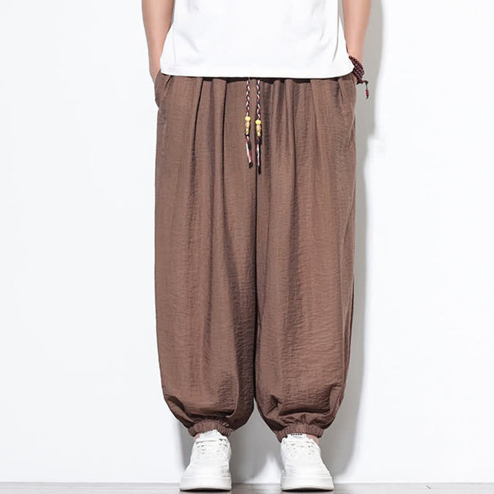 Buddha Stones Pantalones cortos holgados de estilo bohemio con cordón ajustable para hombre, estilo harem, con bolsillo. - image 23