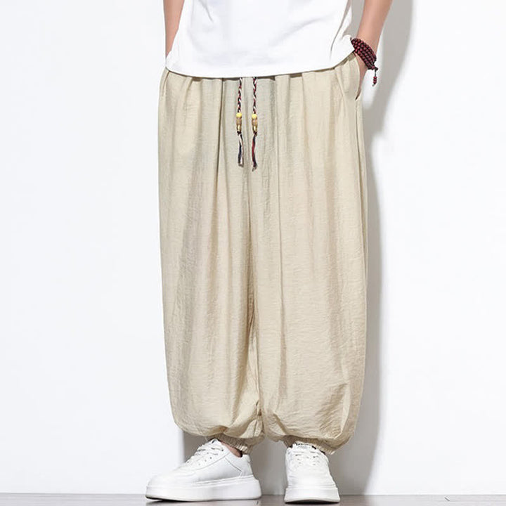 Buddha Stones Pantalones cortos holgados de estilo bohemio con cordón ajustable para hombre, estilo harem, con bolsillo. - image 4