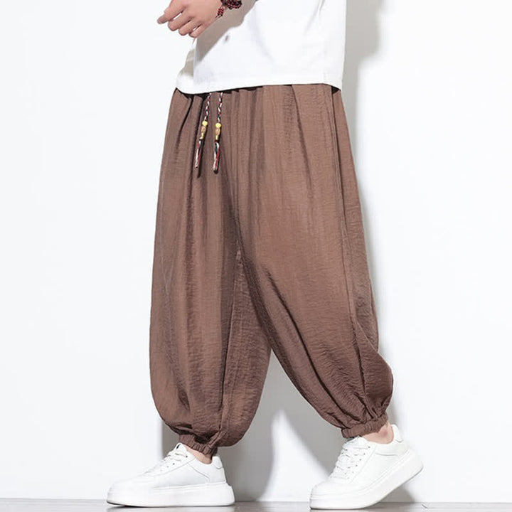 Buddha Stones Pantalones cortos holgados de estilo bohemio con cordón ajustable para hombre, estilo harem, con bolsillo. - image 20