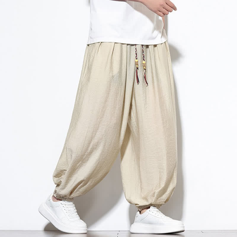 Buddha Stones Pantalones cortos holgados de estilo bohemio con cordón ajustable para hombre, estilo harem, con bolsillo. - image 2