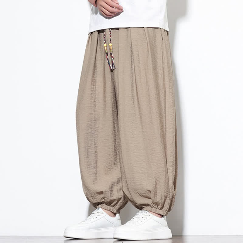 Buddha Stones Pantalones cortos holgados de estilo bohemio con cordón ajustable para hombre, estilo harem, con bolsillo. - image 32