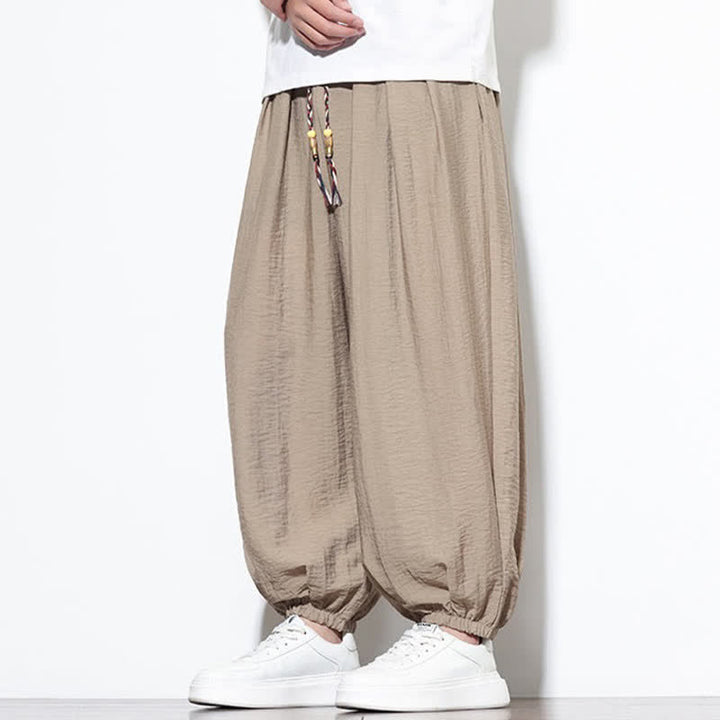 Buddha Stones Pantalones cortos holgados de estilo bohemio con cordón ajustable para hombre, estilo harem, con bolsillo. - image 32