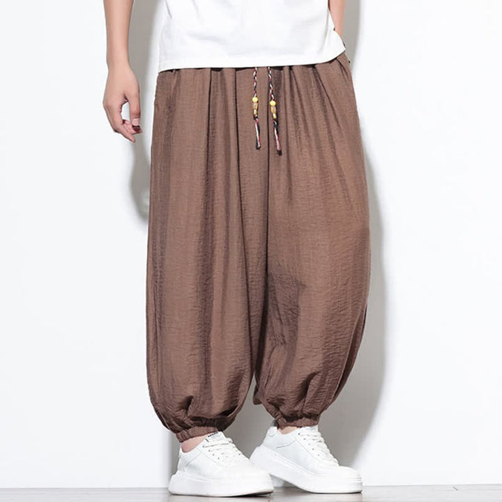Buddha Stones Pantalones cortos holgados de estilo bohemio con cordón ajustable para hombre, estilo harem, con bolsillo. - image 25
