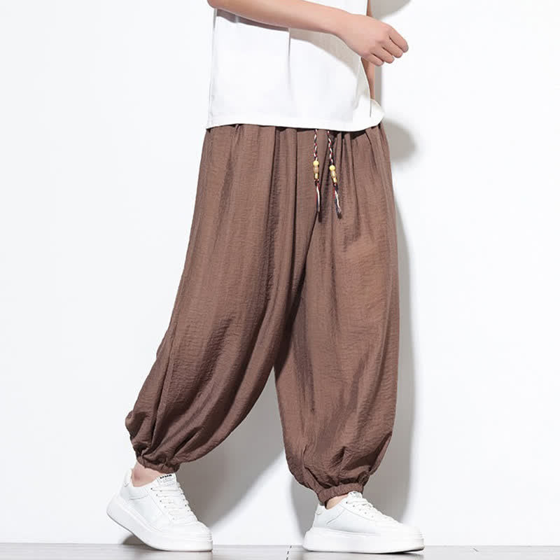 Buddha Stones Pantalones cortos holgados de estilo bohemio con cordón ajustable para hombre, estilo harem, con bolsillo. - image 19
