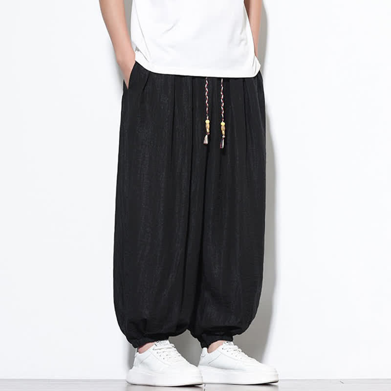Buddha Stones Pantalones cortos holgados de estilo bohemio con cordón ajustable para hombre, estilo harem, con bolsillo. - image 10