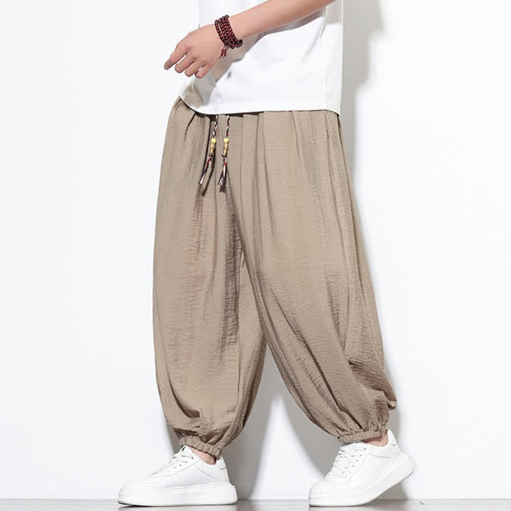 Buddha Stones Pantalones cortos holgados de estilo bohemio con cordón ajustable para hombre, estilo harem, con bolsillo. - image 28