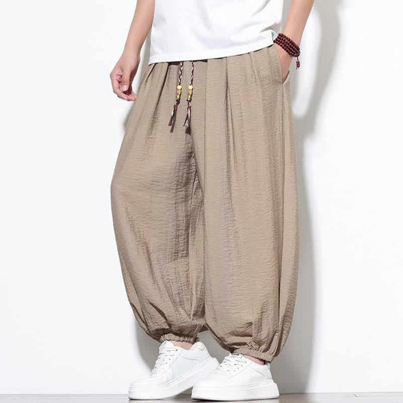Buddha Stones Pantalones cortos holgados de estilo bohemio con cordón ajustable para hombre, estilo harem, con bolsillo. - image 31