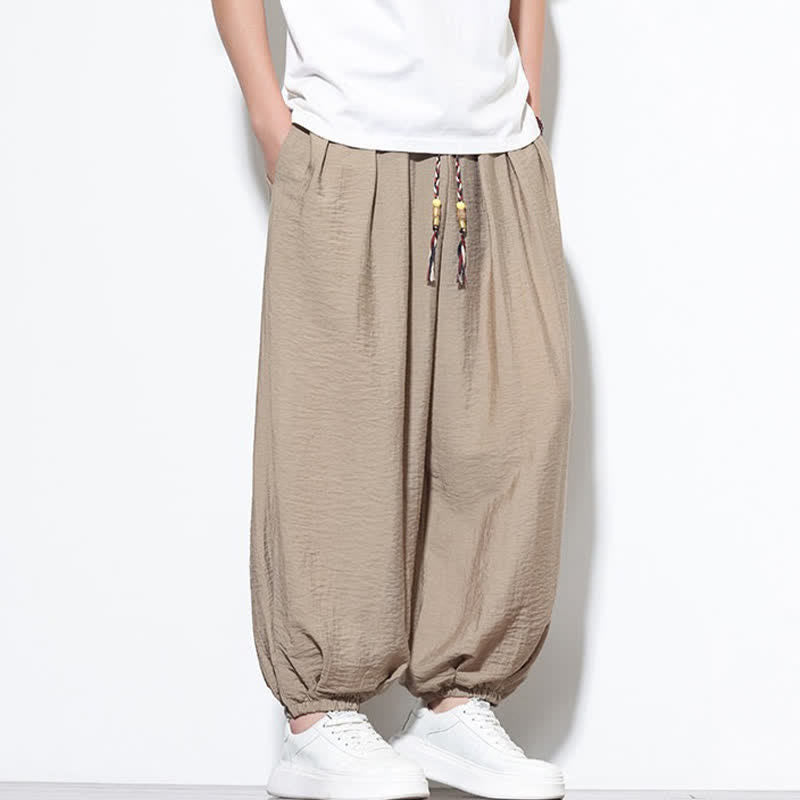Buddha Stones Pantalones cortos holgados de estilo bohemio con cordón ajustable para hombre, estilo harem, con bolsillo. - image 30