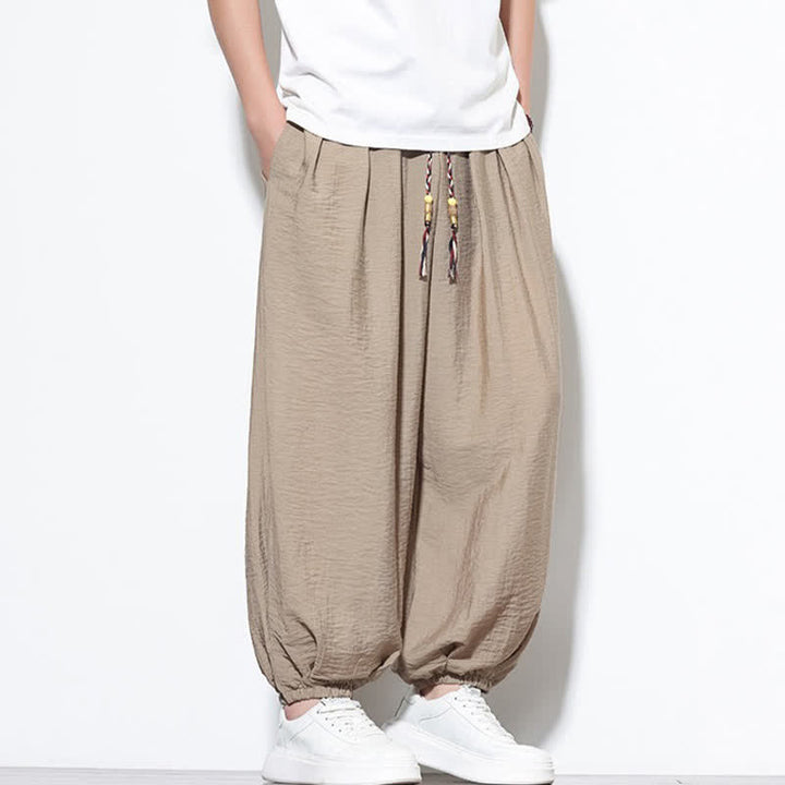 Buddha Stones Pantalones cortos holgados de estilo bohemio con cordón ajustable para hombre, estilo harem, con bolsillo. - image 30