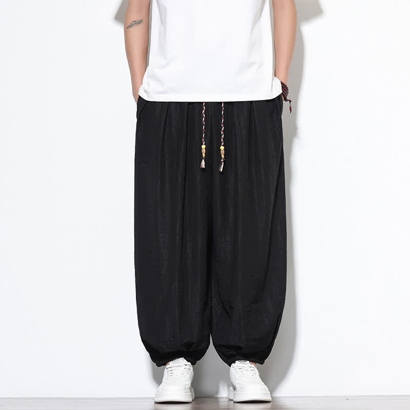 Buddha Stones Pantalones cortos holgados de estilo bohemio con cordón ajustable para hombre, estilo harem, con bolsillo. - image 17