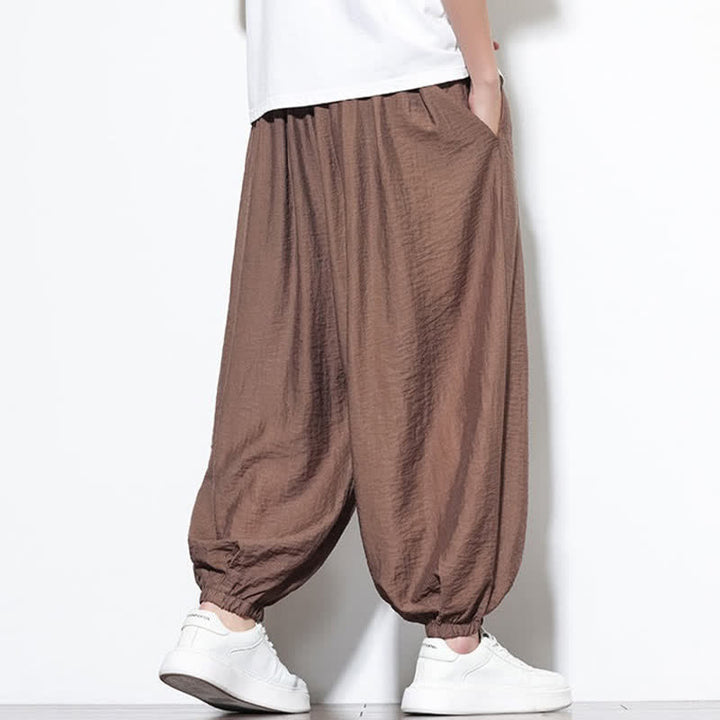 Buddha Stones Pantalones cortos holgados de estilo bohemio con cordón ajustable para hombre, estilo harem, con bolsillo. - image 21