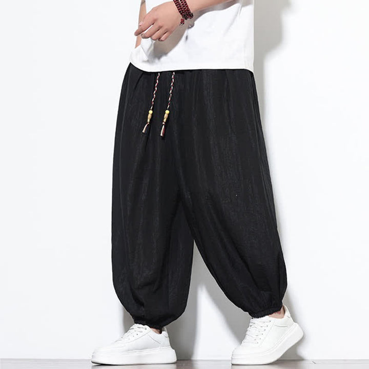 Buddha Stones Pantalones cortos holgados de estilo bohemio con cordón ajustable para hombre, estilo harem, con bolsillo. - image 12