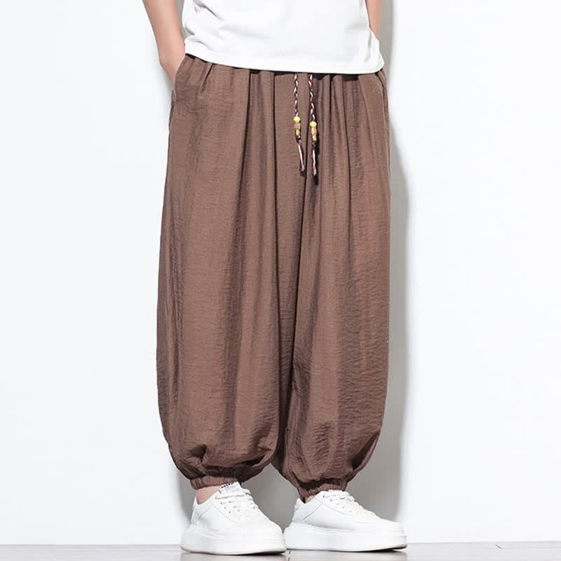 Buddha Stones Pantalones cortos holgados de estilo bohemio con cordón ajustable para hombre, estilo harem, con bolsillo. - image 24