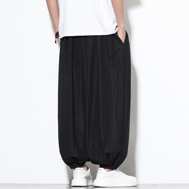 Buddha Stones Pantalones cortos holgados de estilo bohemio con cordón ajustable para hombre, estilo harem, con bolsillo. - image 13
