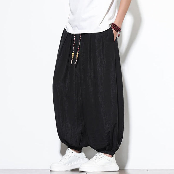 Buddha Stones Pantalones cortos holgados de estilo bohemio con cordón ajustable para hombre, estilo harem, con bolsillo. - image 16