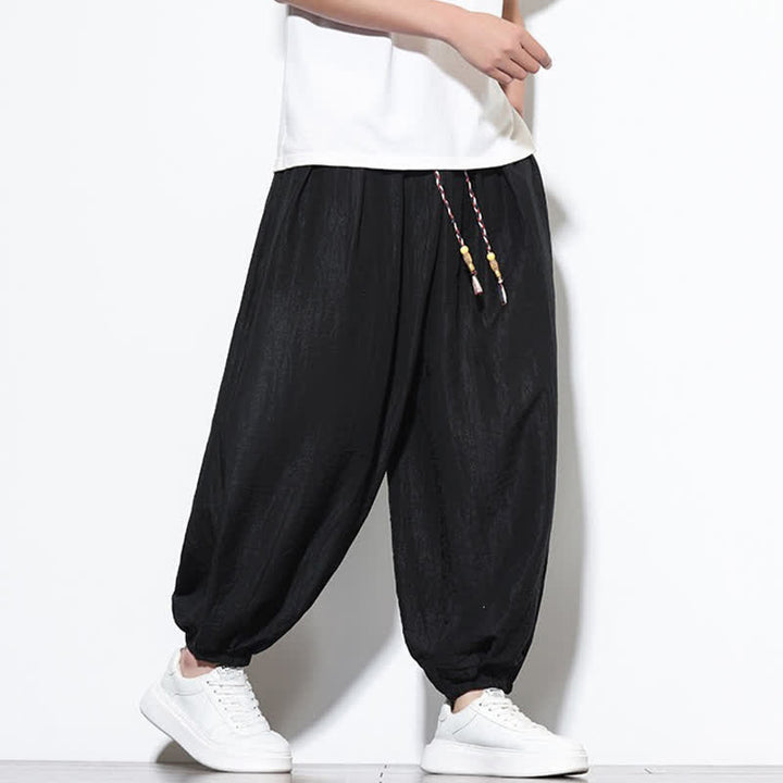 Buddha Stones Pantalones cortos holgados de estilo bohemio con cordón ajustable para hombre, estilo harem, con bolsillo. - image 15