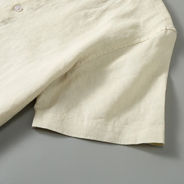 Buddha Stones Conjunto de 2 piezas de ropa de meditación estilo Tang de verano, camisa de lino de manga corta con cuello mandarín y botones, para hombre, con bolsillo. - image 14