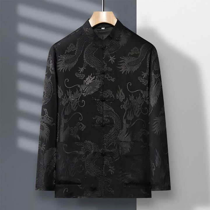 Conjunto de 2 piezas de camisa y pantalones de manga larga con botones de rana y dragón para hombre con Buddha Stones - image 18